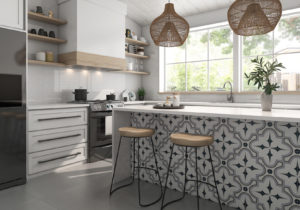 kitchen with deco floor stone gres blue tile 