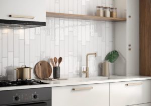 kitchen with handmade look ceramic wall tile