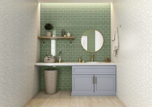 bathroom with olive green tile