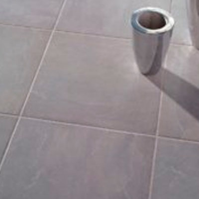 floor with gray glazed porcelain tiles