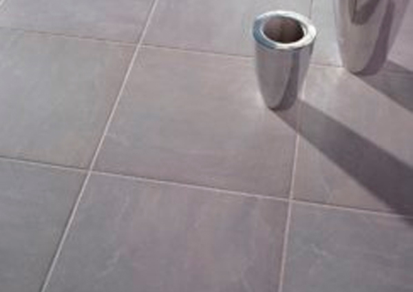 floor with gray glazed porcelain tiles