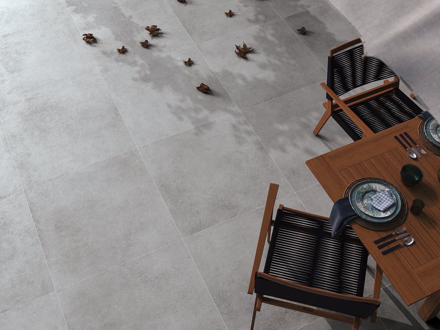 floor with gray stone look glazed porcelain